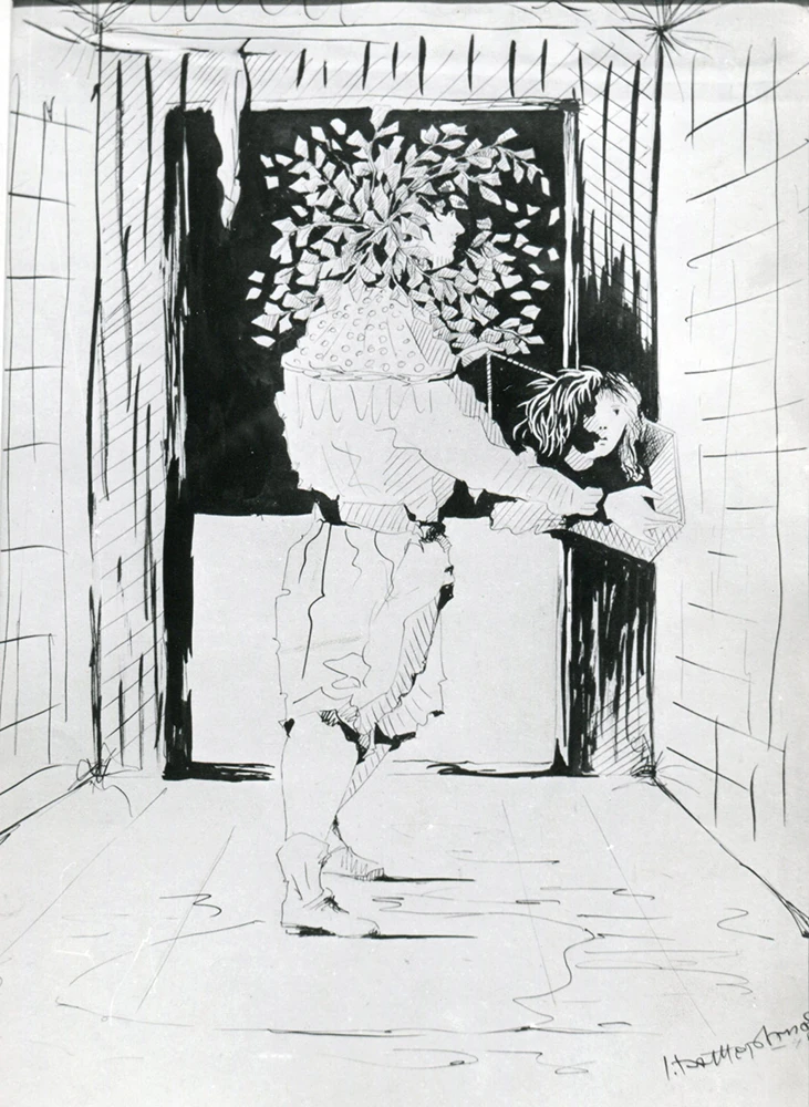 Figura, tinta,1945, 40.5 x 29 cm